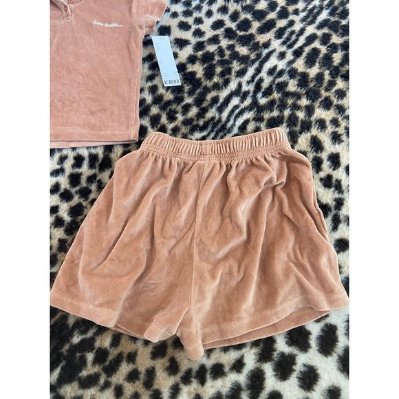 RARE! NEW! Urban Outfitters Lets Frans Velour Shrunken Polo Top and Shorts - Picture 9 of 13
